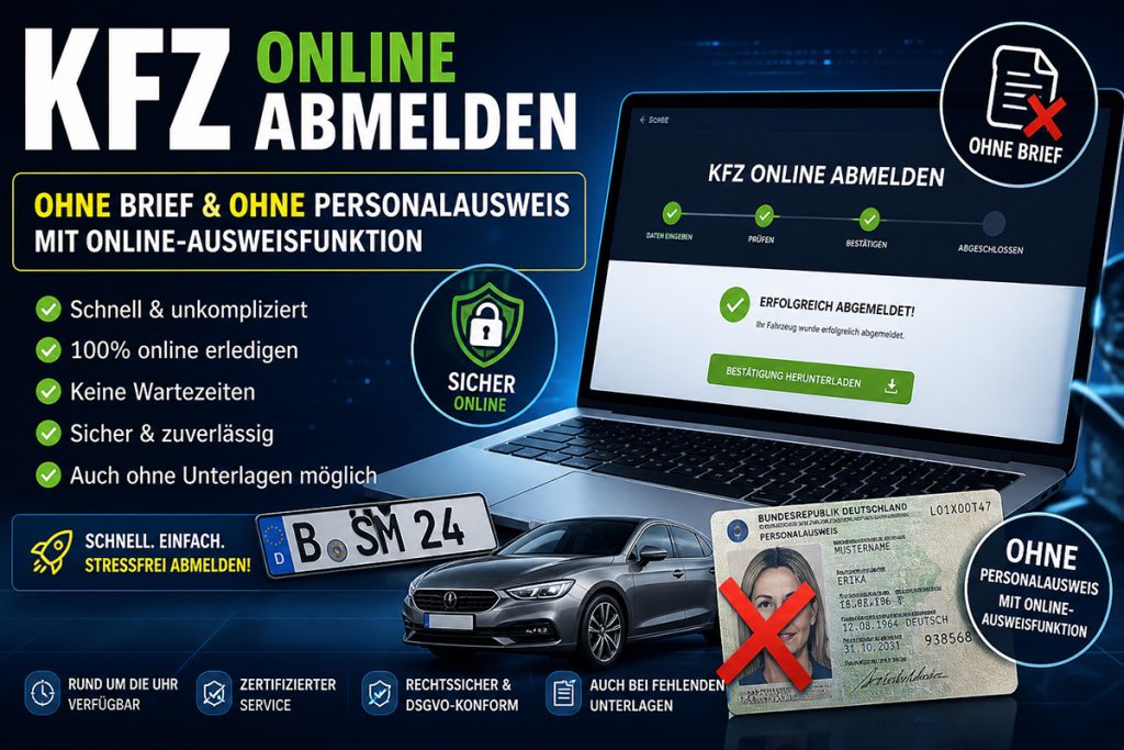 kfz online abmelden ohne Brief & Personalausweiß